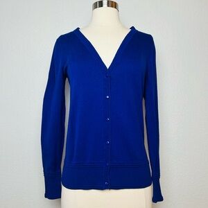 Banana Republic Cardigan Sweater Women's S Royal Blue Lightweight Cotton Blend